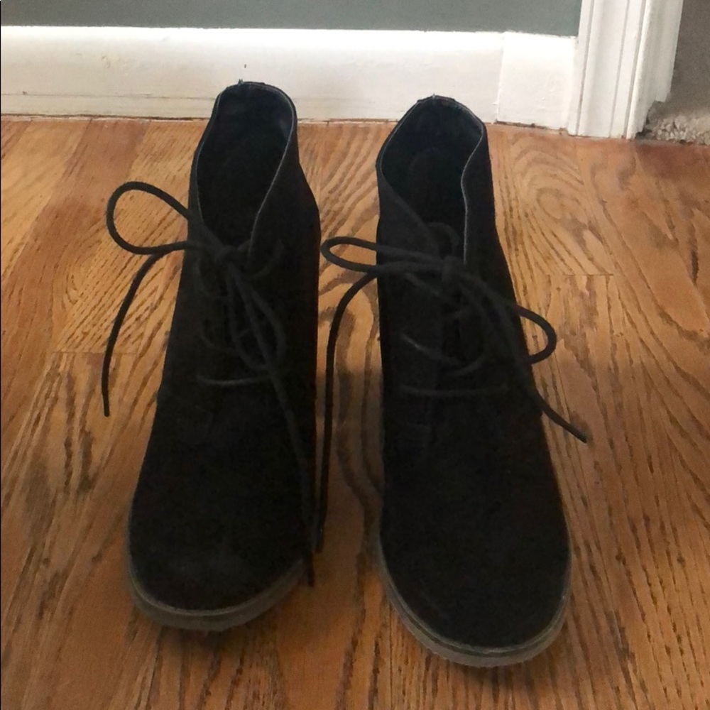 Black lace up booties